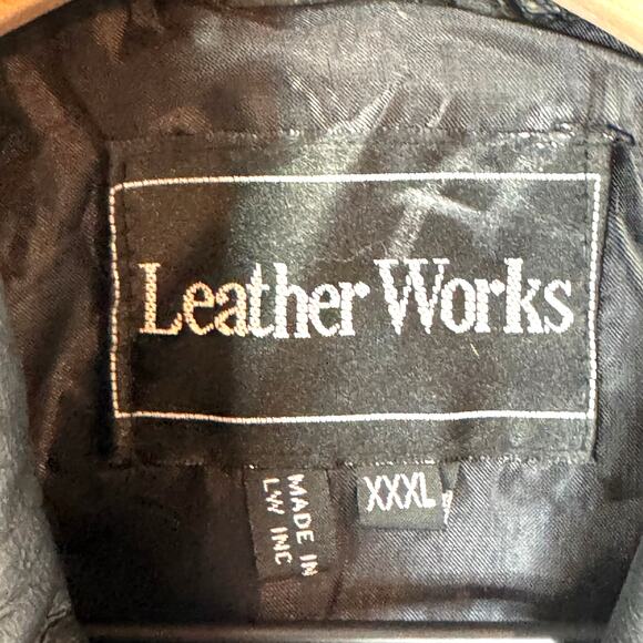 LEATHER WORKS Patchwork‎ Vest Unisex XXXL Motorcycle Riding Black Biker Moto Zip - Picture 5 of 11
